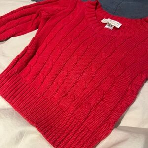 The Beaufort Bonnet Company Red Cable Knit Sweater